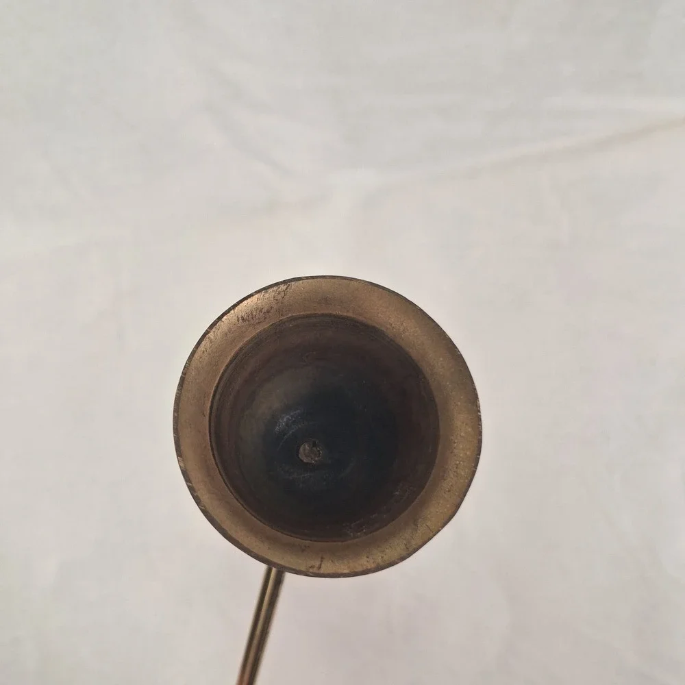 Vintage Brass Bell Candle Snuffer Patina Decorative Taper Extinguisher Tool